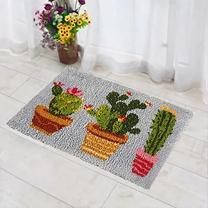 HCDMRE Tapestry Kits Latch Hook Rug Kits Carpet Embroidery Latch Hook Rug Needlework Button Package DIY Rugs Hook Rug Point Rug Cactus - Latch Hook Kits for Adults