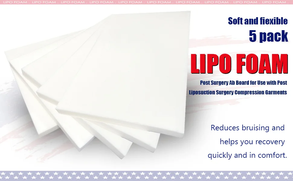 KUSMOO 5 Pack Lipo Foam Pads for Post Surgery Ab Board Liposuction Surgery Flattening Abdominal Compression Garments Lipo Foam Sheets 8 x 11 - lipo foam
