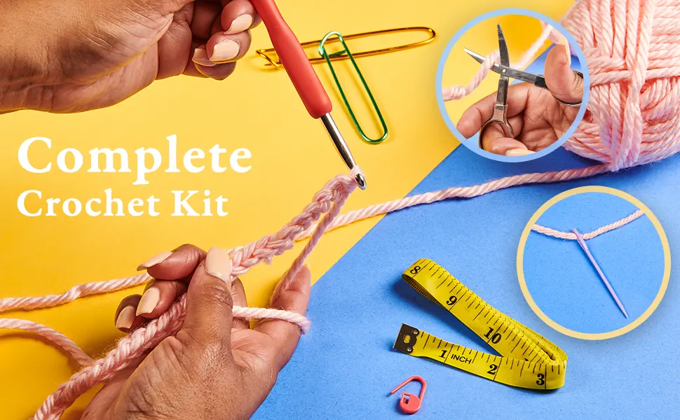 BeCraftee Crochet Hooks Kit - 31 Piece Set with 9 Ergonomic Hook Sizes 6 Yarn Needles Additional Knitting & Crochet Supplies and Carrying Case Hooks and Accessories Case - BeCreative Crotchet Hooks