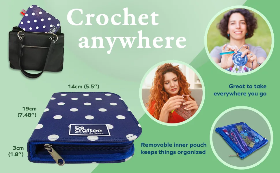 BeCraftee Crochet Hooks Kit - 31 Piece Set with 9 Ergonomic Hook Sizes 6 Yarn Needles Additional Knitting & Crochet Supplies and Carrying Case Hooks and Accessories Case - Crochet