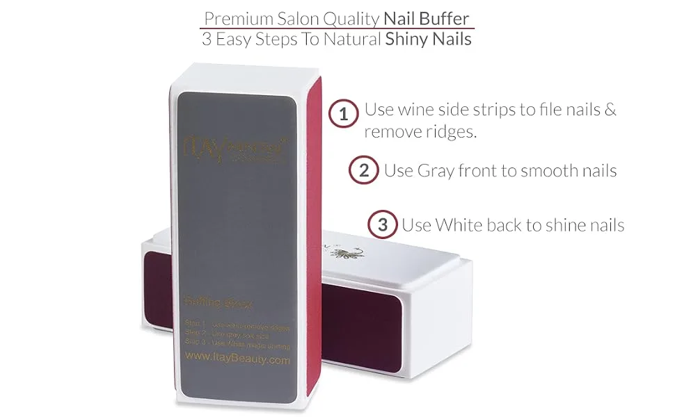 Nail Buffer by Itay Mineral Cosmetics Natural Nail Shiner 4 Way Block Diamond Buffing Block 3 Count - Nail buffer for shiny nails