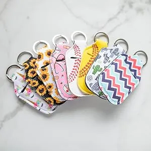 Hand Sanitizer Holder for Backpack Kids Travel Size Baseball Softball Keychain (Softball Pack of 6) - Hand sanitizer keychain holder