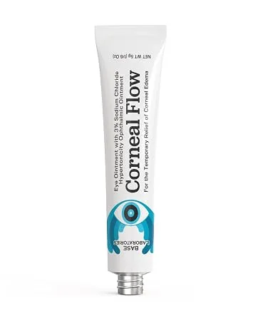 BASE LABORATORIES Corneal Flow Corneal Edema Eye Ointment | Temporary Relief from Corneal Edema | Sodium Chloride Ophthalmic Ointment USP 3% | Hypertonicity Eye Drops Solution - Triple Pack - 15g - Corneal Edema Relief
