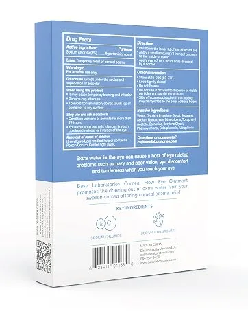 BASE LABORATORIES Corneal Flow Corneal Edema Eye Ointment | Temporary Relief from Corneal Edema | Sodium Chloride Ophthalmic Ointment USP 3% | Hypertonicity Eye Drops Solution - Triple Pack - 15g - sodium chloride 5 ointment antibiotic eye drops eye ointment