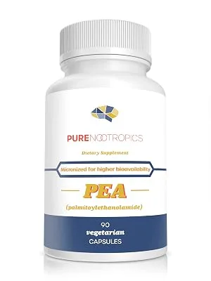 Pure Nootropics - Palmitoylethanolamide (Micronized Pea) 400 mg Capsules | 90 Veg Caps Value Pack | Supports Relief from Occasional Discomfort | Supports Immune System - PEA Palmitoylethanolamide (Micronized Pea) capsules