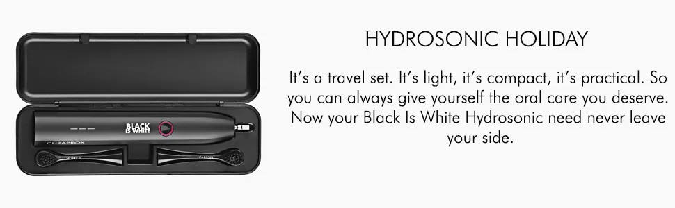 Curaprox Hydrosonic Black is White Activated Charcoal Electric Toothbrush Replacement Heads (2 Pack) BLACK IS WHITE Hydrosonic CARBON B rsten 2x - Travel set