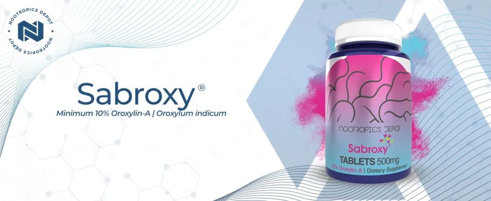 Nootropics Depot Sabroxy Tablets | 500mg | 30 Count | Minimum 10% Oroxylin-A | Oroxylum indicum | May Help Promote Focus & Motivation | May Help Promote Cognitive Function - Sabroxy