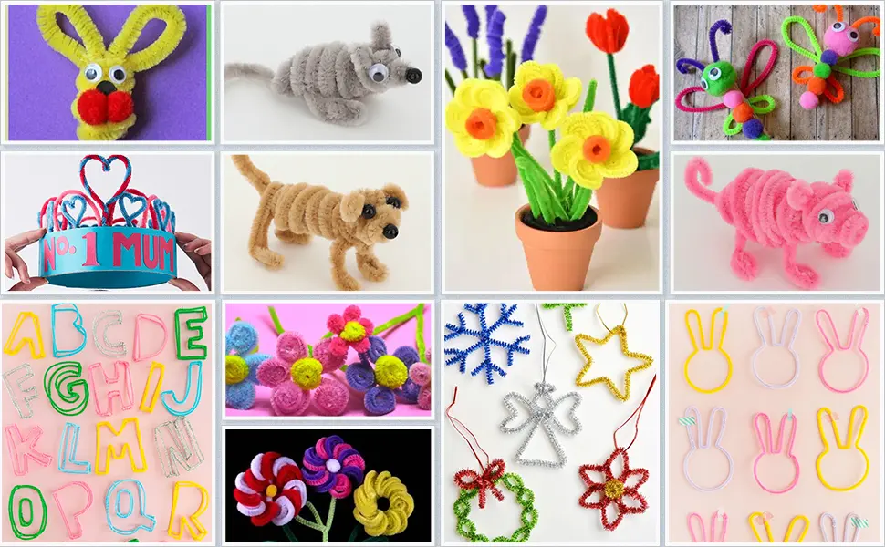 200psc 20colors Pipe Cleaners Chenille Stems Pipe Cleaners for Crafts Pipe Cleaner Crafts Art and Craft Supplies Small pack Multi-Color - product information 16