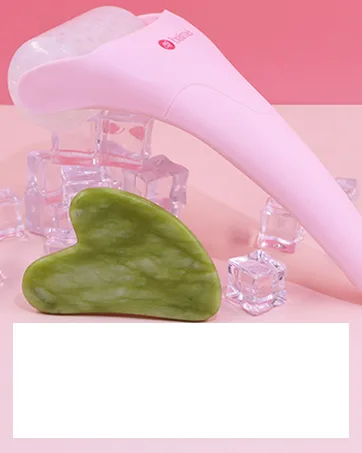 BAIMEI Ice Pack with A Stainless Steel Detached Icy Head Ice Roller for Eyes and Face Reduces Puffiness Redness and Pain Blue White - baimei ice roller and gua sha