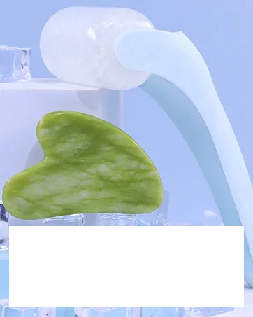 BAIMEI Ice Pack with A Stainless Steel Detached Icy Head Ice Roller for Eyes and Face Reduces Puffiness Redness and Pain Blue White - face ice roller and guasha