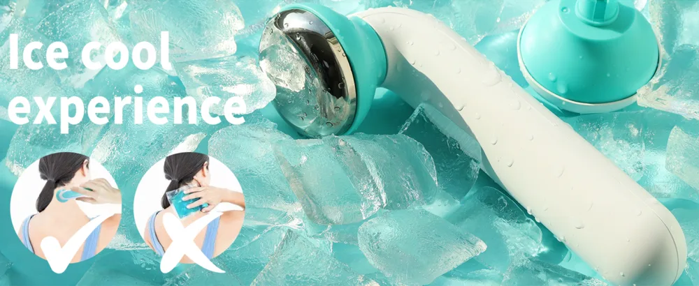 BAIMEI Ice Pack with A Stainless Steel Detached Icy Head Ice Roller for Eyes and Face Reduces Puffiness Redness and Pain Blue White - Ice Roller