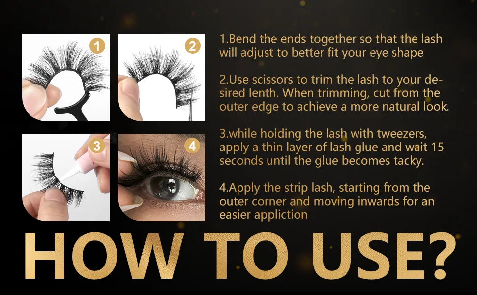 Larbois 7 Pairs False Eyelashes Fluffy Dramatic Fake Eyelashes Strips Cross Soft Natural Faux Mink Lashes 3D Volume Reusable Wispy Lashes Pack - How to use Larbois eyelash