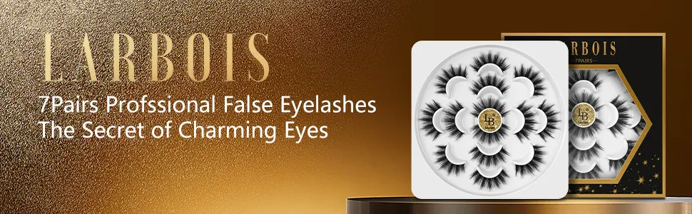 Larbois 7 Pairs False Eyelashes Fluffy Dramatic Fake Eyelashes Strips Cross Soft Natural Faux Mink Lashes 3D Volume Reusable Wispy Lashes Pack - Larbois 7Pairs Professional False Eyelashes