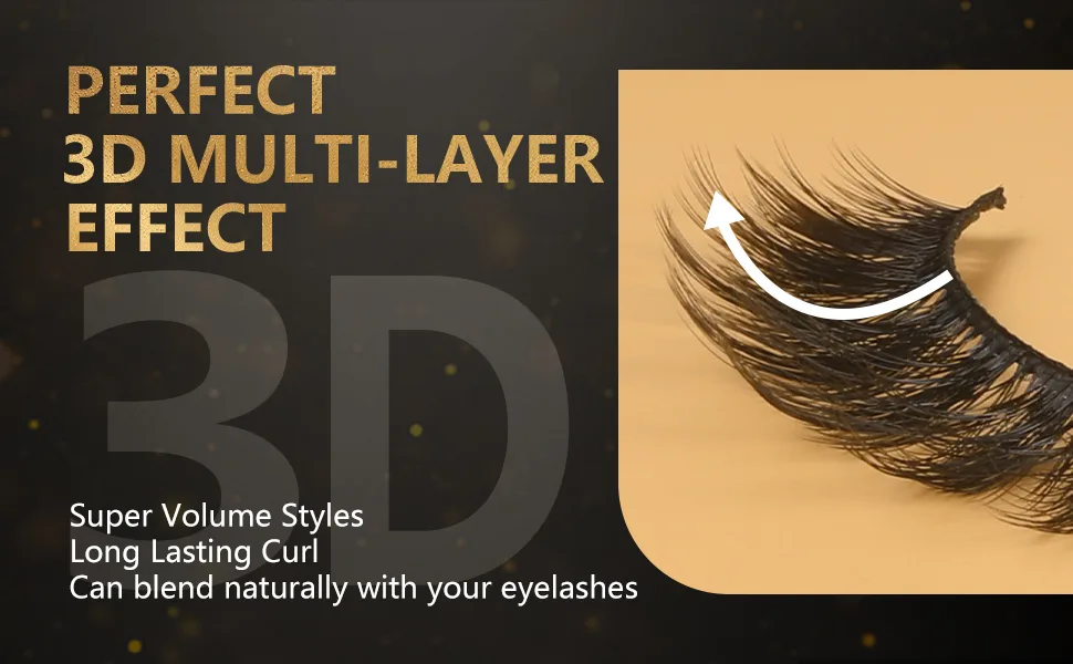 Larbois 7 Pairs False Eyelashes Fluffy Dramatic Fake Eyelashes Strips Cross Soft Natural Faux Mink Lashes 3D Volume Reusable Wispy Lashes Pack - Natural look fake eyelash