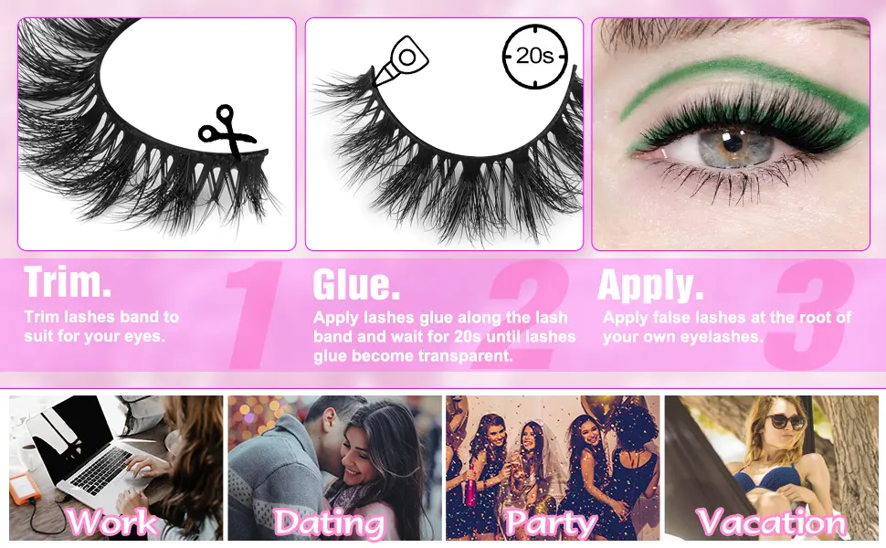 Half Lashes Natural Looking Cat Eye Lashes Accent Eyelashes Multi-layers Wispy Fluffy 3D Curly False Lashes Pack by Mavphnee - how to apply false lashes