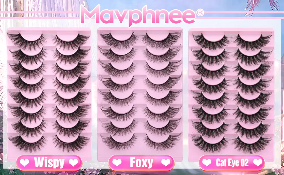 Half Lashes Natural Looking Cat Eye Lashes Accent Eyelashes Multi-layers Wispy Fluffy 3D Curly False Lashes Pack by Mavphnee - Mavphnee Lashes