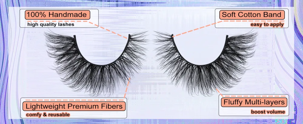 Fox Eye Lashes Fluffy Eyelashes Natural Looking 20MM Wispy False Lashes 8D Full Volume Faux Mink Eyelash Pack 7 Pairs Fox Eye 7L - features of fox eye lashes
