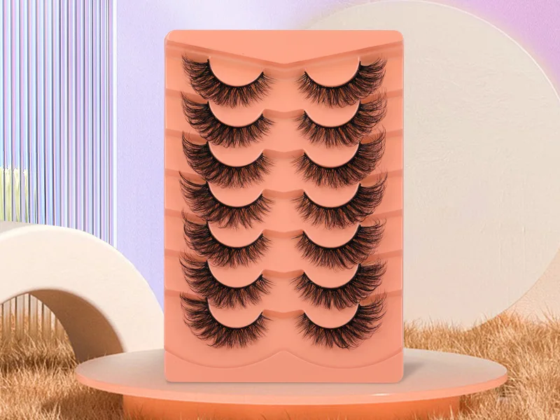 Fox Eye Lashes Fluffy Eyelashes Natural Looking 20MM Wispy False Lashes 8D Full Volume Faux Mink Eyelash Pack 7 Pairs Fox Eye 7L - fox eye lashes pack 7 pairs