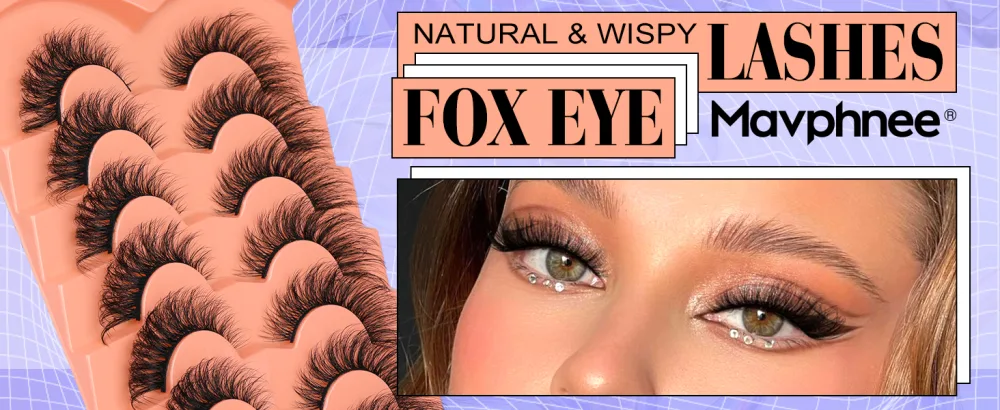 Fox Eye Lashes Fluffy Eyelashes Natural Looking 20MM Wispy False Lashes 8D Full Volume Faux Mink Eyelash Pack 7 Pairs Fox Eye 7L - Mavphnee Fox Eye Lashes