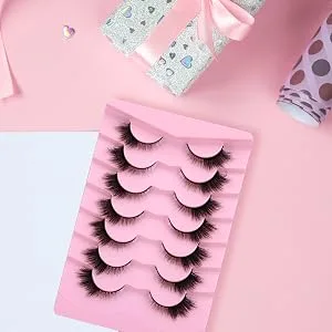 Fox Eye Lashes Natural Looking Wispy Eyelashes D Curl Fluffy Faux Mink Lashes Multi-layers Volume False Lashes 7 Pairs Pack by Mavphnee 7M - fox eye lashes