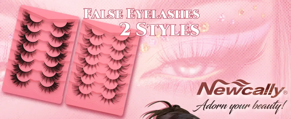 Newcally Lashes Manga Lashes Fox Eye False Eyelashes Clear Band Cat Eye Lashes Mink Lashes Fluffy Strip Lashes Wispy Anime Lashes Pack Spiky Cosplay Fake Eyelashes 7 Pairs E - Manga Fox - Eyelashes