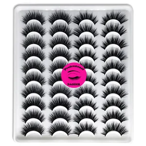 DAODER False Eyelashes Wispy Faux Mink Lashes Natural Look Cat Eye Fluffy Lashes 16mm 18mm Long Fake Eyelashes Pack 20 Pairs 2 Styles Mixed (Glam Lashes) - fake eyelashes