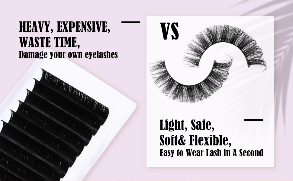 JIMIRE Cat-Eye Faux Mink Eyelashes D Curl Wispy Thin Russian Strip 15MM 3D Eyelash Natural Look 7 Pairs Pack - eyelashes extension effect