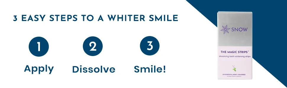 Snow Sensitive Teeth Whitening Strips The Magic Strips Lavender & Mint Flavor - 28 Strips - device coating oral care corrector aesthetic active refills enamel dentist beauty strips formula