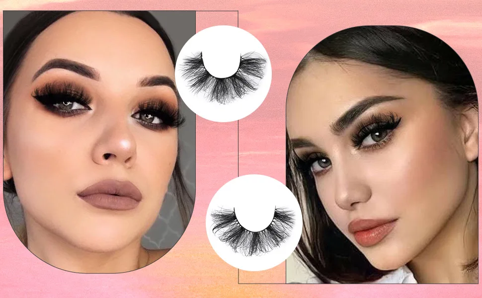 Lashes Mink Fluffy 20MM Long Fake Eyelashes 8D Curl Wispy Dramatic False Eyelashes 2 Styles Mixed Full Volume Strip Lashes 14 Pairs Pack by Mavphnee - 2 styles mixed