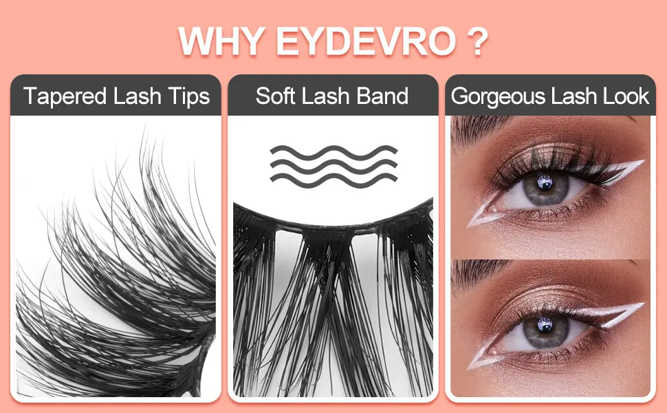 False Eyelashes Wispy Mink Lashes 10 Pairs Spiky Cat Eye Lashes 3D Natural Eyelashes Look Like Cluster Lashes 16mm Strip Fake Eyelashes Pack by EYDEVRO - Y28-21C