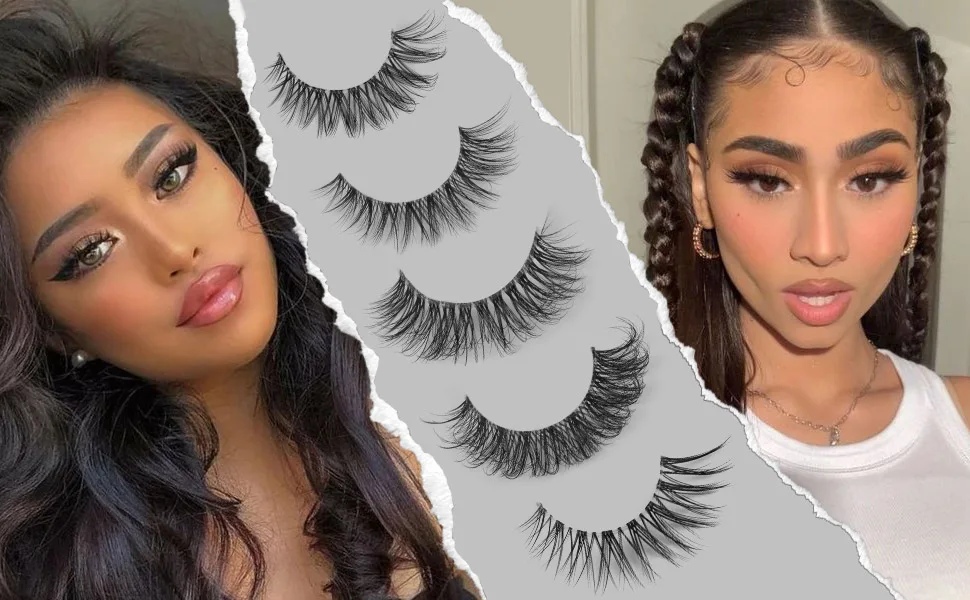 wiwoseo False Eyelashes Natural Lahes Wispy Russian Strip Lashes Clear band 15MM Cat Eye Lashes for Small Eyes 10 Pairs Pack - product information 16