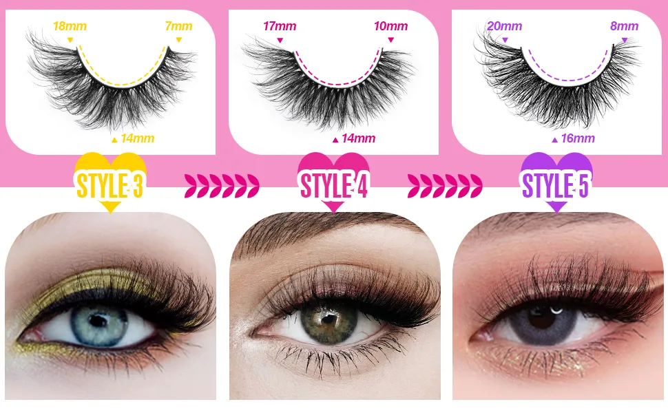 Fox Eye Lashes 5 Styles False Eyelashes Wispy Cat Eye Lashes Natural Look Fluffy Volume Eyelashes Pack 10 Pairs by Yawamica - False Eyelashes 1