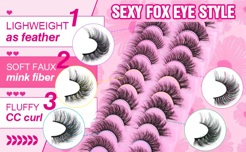 Fox Eye Lashes 5 Styles False Eyelashes Wispy Cat Eye Lashes Natural Look Fluffy Volume Eyelashes Pack 10 Pairs by Yawamica - Fluffy Lashes