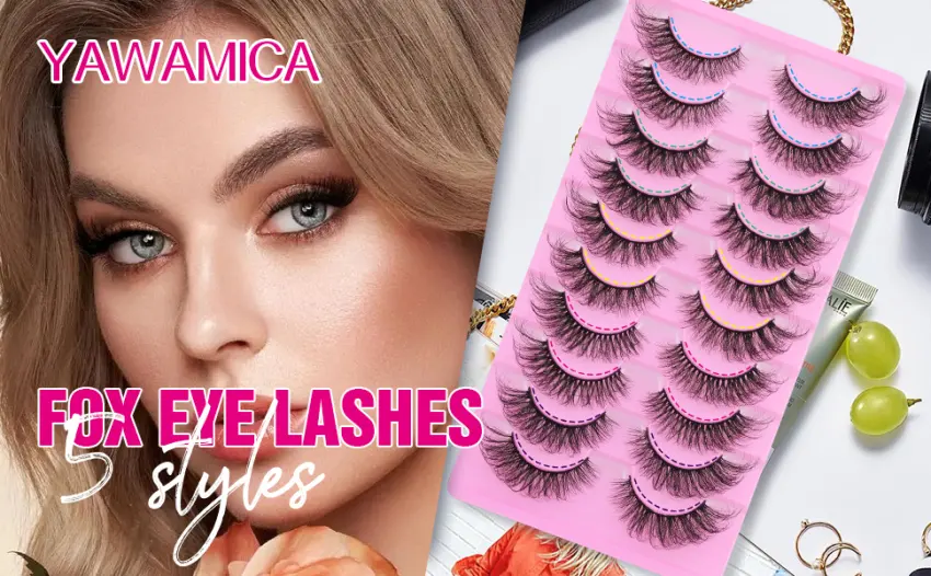 Fox Eye Lashes 5 Styles False Eyelashes Wispy Cat Eye Lashes Natural Look Fluffy Volume Eyelashes Pack 10 Pairs by Yawamica - Lashes 1