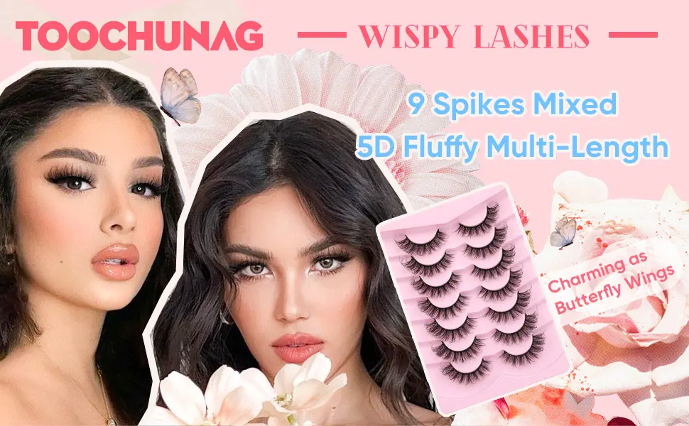 Wispy Fairy Lashes Fluffy False Eyelashes D Curl Natural Lashes that Look like Extensions Natural Faux Mink Lashes Pack by TOOCHUNAG - LASHES