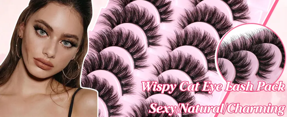 False Eyelashes Wispy Mink Lashes 18mm Strip Lashes Natural Look Fake Eyelashes Curly Soft Cat Eye Lash Pack 10 Pairs by EYDEVRO - product information 15