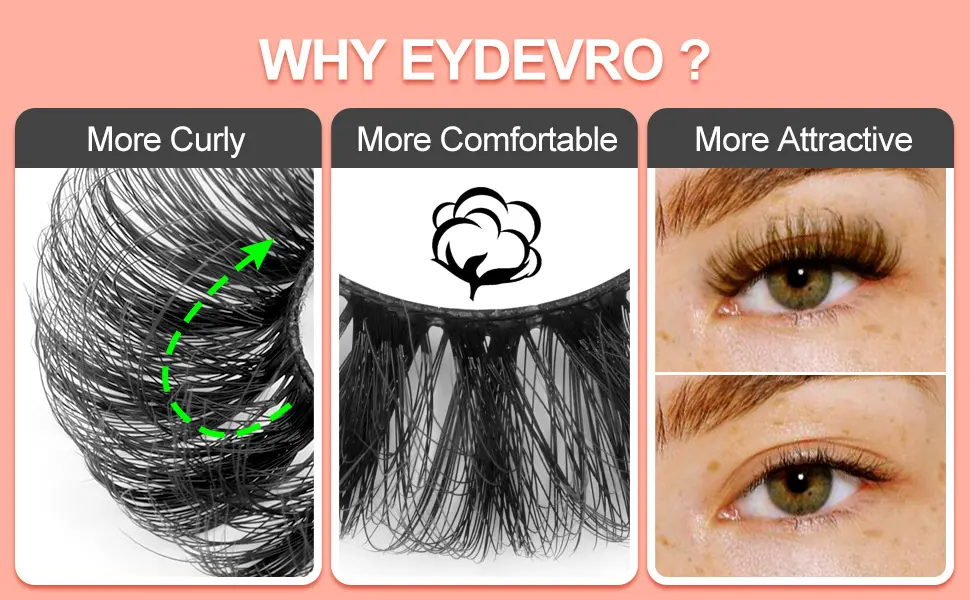False Eyelashes Wispy Mink Lashes 10 Pairs 18mm Natural Lashes Russian Strip Lashes Curly Fake Eyelashes Pack by EYDEVRO - Y28-21A