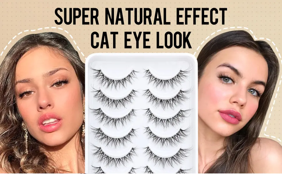 Lashes Natural Look Wispy Eyelashes Clear Band Lashes Cluster Short Mink Fluffy Fox Eye 15mm Lash Extensions Cat Eye False Eyelashes Pack 10 Pairs Not Fall Apart Clear Band - 20A - Natural Mink Lashes Fox Eye Lashes