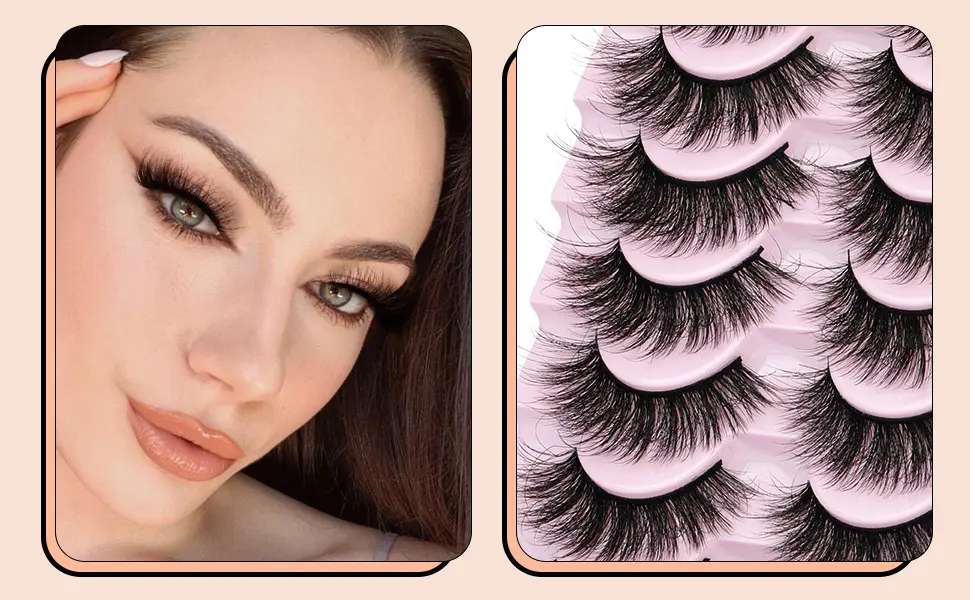 Mink Lashes Wispy Fluffy False Eyelashes 10 Pairs Lash Pack 3D 18mm Lashes Natural Look Fake Eyelashes by EYDEVRO - Y28-21G