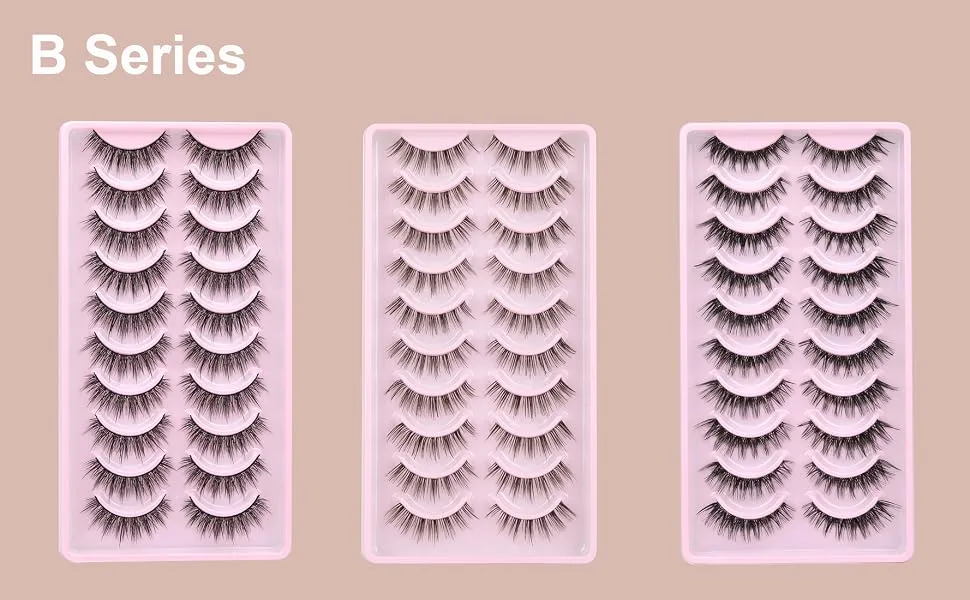 False Eyelashes Clear Band Natural Lashes Wispy Cat Eye 15mm Russian D Curl Lashes Extension Strip Eyelashes Pack by Kiromiro 15mm Cat Eye - wispy lashes natural look