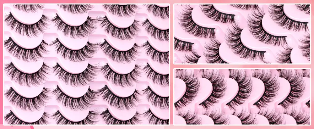 Wispy Lashes 3D Eyelashes Natural Look 14 Pairs Short Lashes That Look Like Extensions Lashes Pack False Eyelashes by EYDEVRO 17B Natural - Y28-17B