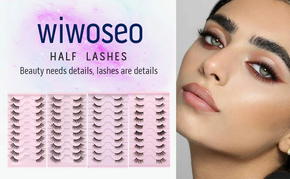 wiwoseo False Eyelashes Half Lashes Strip Natural Wispy Fluffy Faux Mink Lashes 14MM Eyelashes 10 Pairs Pack - product information 15