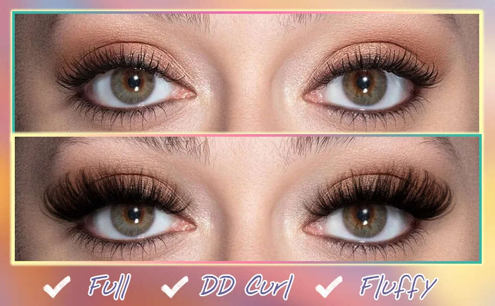 False Eyelashes Fluffy Mink Cat Eye Lashes Strip Pack 10 Pairs 18MM Wispy D Curl Fake Lashes That Look Like Extensions 8D Full Dramatic Eyelash by Goddvenus E-cat eye - product information 11