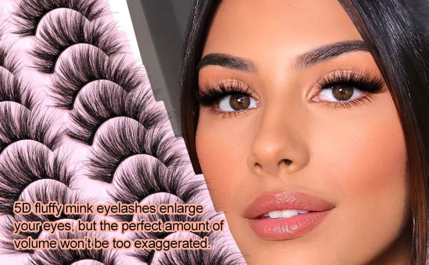 False Eyelashes Fluffy Cat Eye Lashes Mink 20mm Long Wispy Eyelashes 5D Curl Strip Lashes Natural Look 10 Pairs Pack by EYDEVRO - Y28-18B