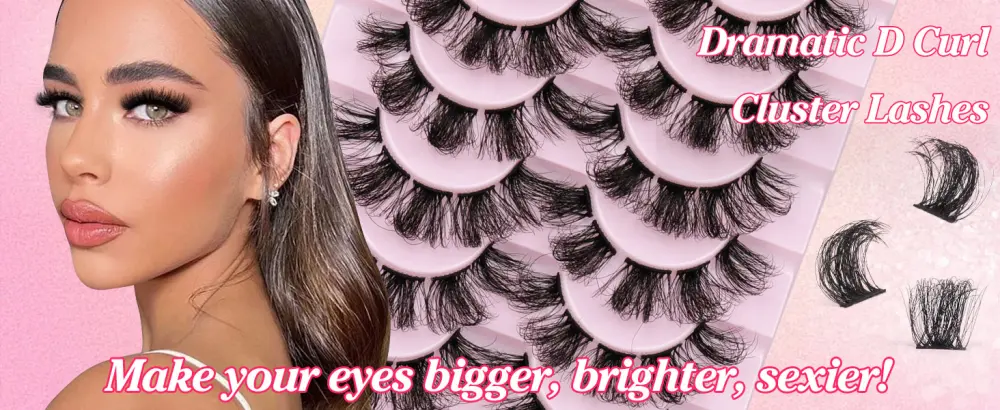 Lash Clusters D Curl Individual Cluster Lashes 100 pcs Fluffy Wispy Mink Lashes Extensions False Eyelashes DIY Lash Pack by EYDEVRO Dramatic D Curl Clusters - Y28-27D
