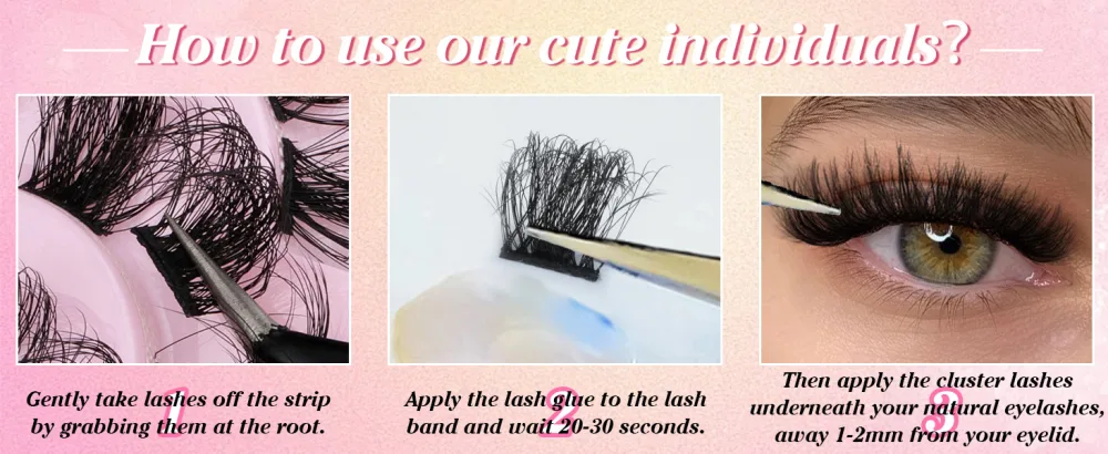 Lash Clusters D Curl Individual Cluster Lashes 100 pcs Fluffy Wispy Mink Lashes Extensions False Eyelashes DIY Lash Pack by EYDEVRO Dramatic D Curl Clusters - Y28-27D
