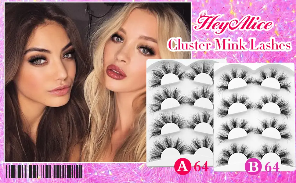 Mink Cluster Lashes Fluffy Long Individual Eyelashe 8D Volume 14-20mm Lashes Pack Dramactic Eyelash Extension Kit Wispy Natural False Eyelashes by HeyAlice A64_14-20mm - lashes