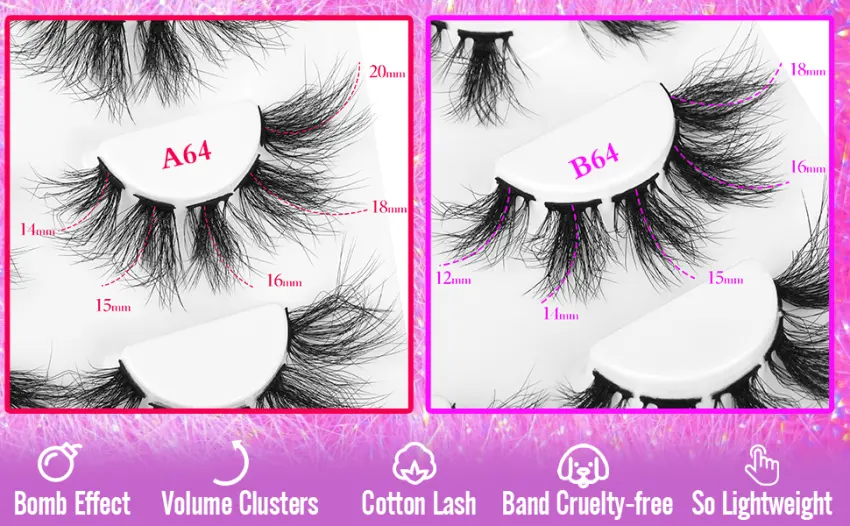 Mink Cluster Lashes Fluffy Long Individual Eyelashe 8D Volume 14-20mm Lashes Pack Dramactic Eyelash Extension Kit Wispy Natural False Eyelashes by HeyAlice A64_14-20mm - lashes