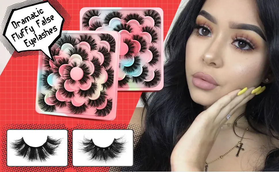 wiwoseo False Eyelashes Dramatic Fluffy 3D Effect Faux Mink Lashes Pack 20MM Long Crossing Fake Eyelashes 10 Pairs A-20MM - product information 15