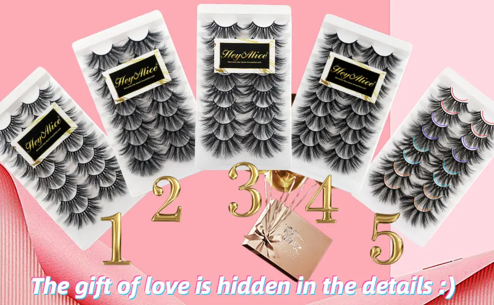 Mink Eyelashes 25mm Lashes Pack HeyAlice Fluffy 8 Pairs 4 Styles Mixed Eyelashes Long Strip Thick Volume Fake Lashes Mixed_4 Styles - eyelashes